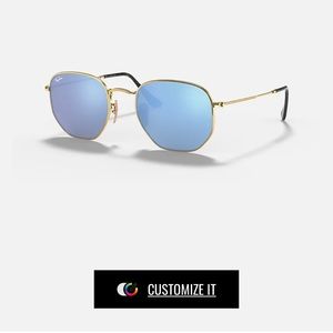 Light blue mirror + gold frame